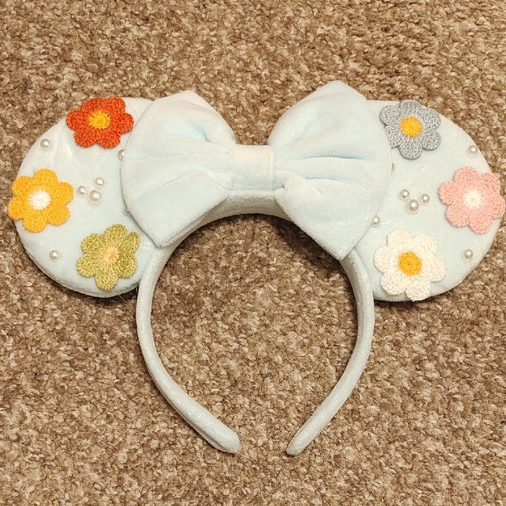 Floral Mouse Ears Headband with Bow